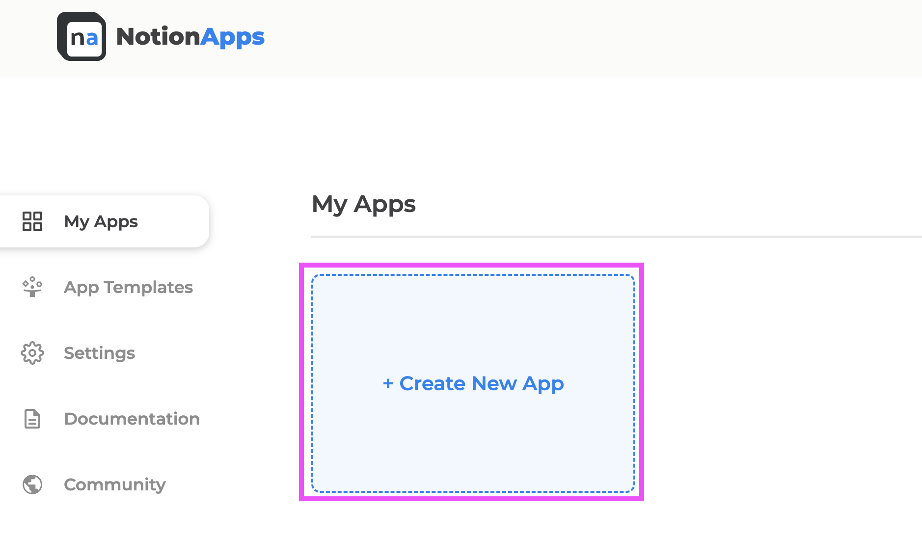 「Create New App」をクリック